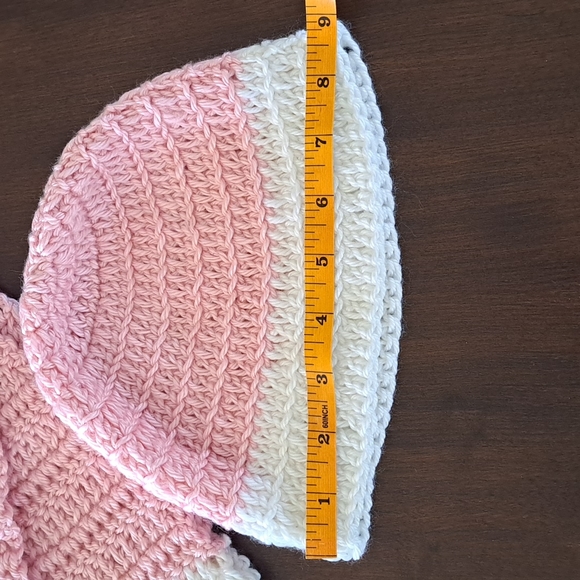 Handmade Baby Hat and Scarf Crochet Pink and White Grandma core - Picture 3 of 7